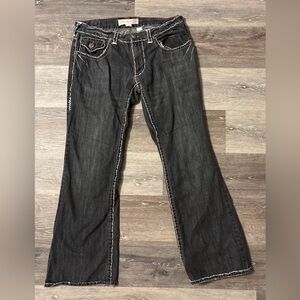 Laguna Beach Men's Jeans Blk/Gray & White Thread 38x33 Designer RARE Skulls USA